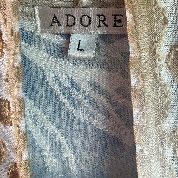 Adore Large Kimono Poncho Shawl Blue Beige Coastal Burn Out Velvet Boho - Picture 3 of 12